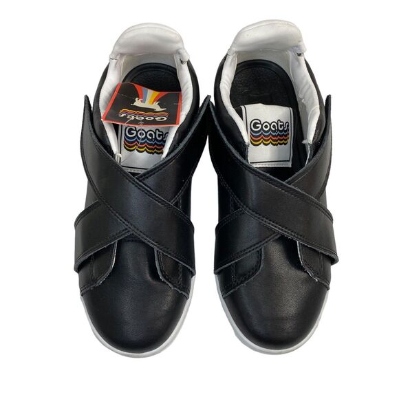 GOATS Kids Black Leather Low Crossover Hook-and-loop Sneakers Size 1 Unisex - Picture 3 of 9